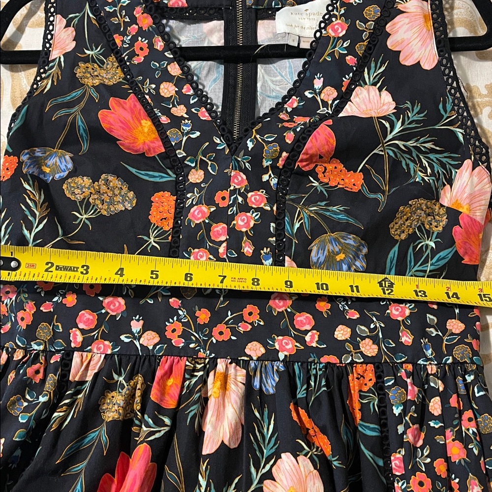 Kate Spade Black Mixed Blossom Fit and Flare Floral Dress - size 8 - Picture 6 of 7